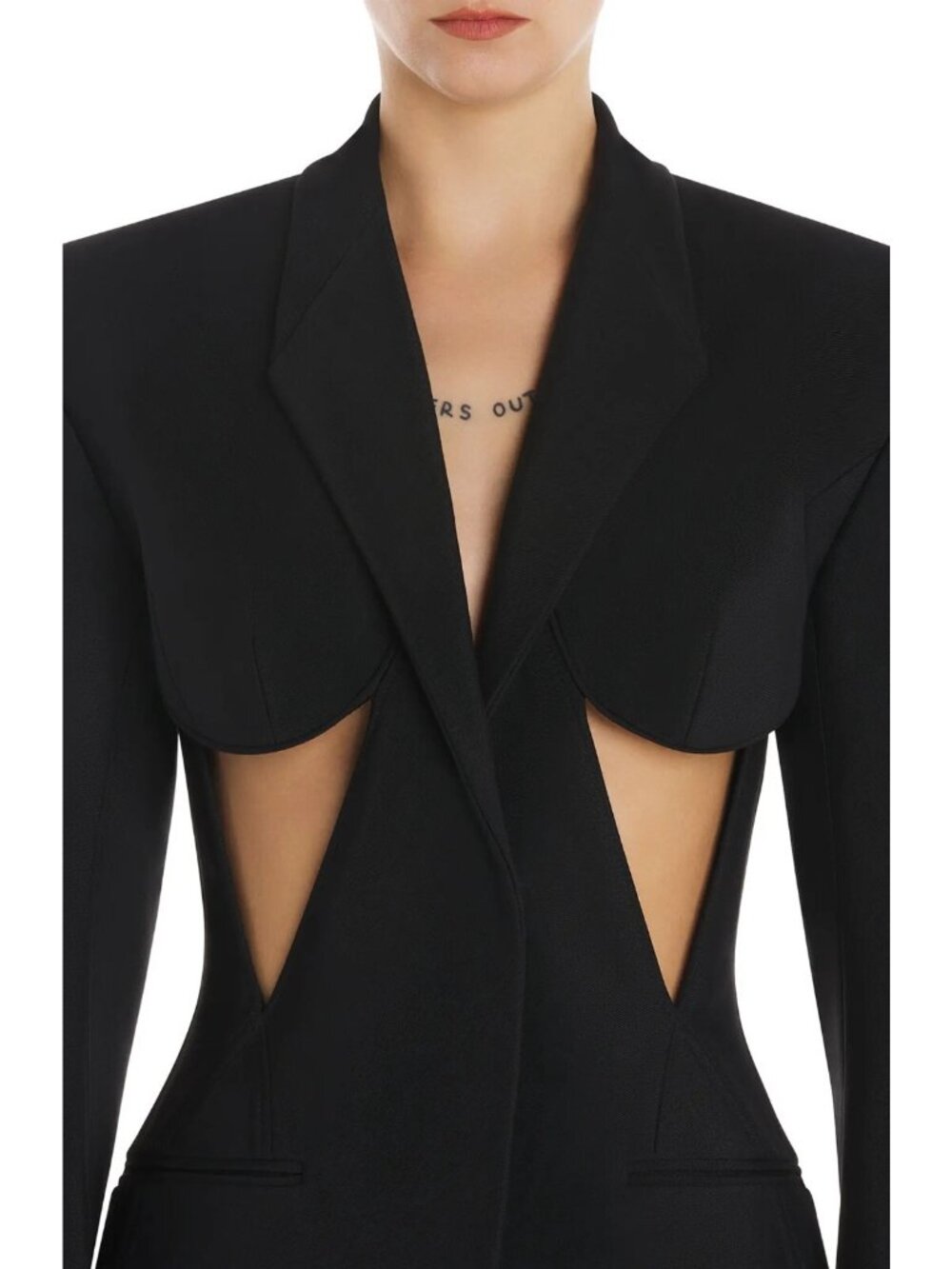 $2450 Authentic MUGLER Women's Cut Out Blazer Jacket in Black Size 42 / US 10 - Picture 3 of 6